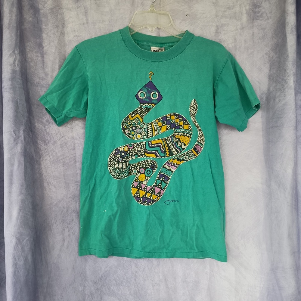 Vintage Jeff J. Low Snake Graphic Art‎ T-Shirt Oneita USA Made 90s